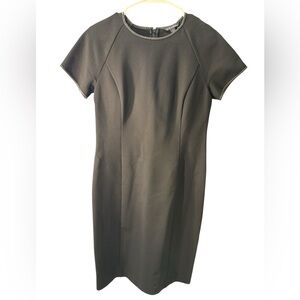 Brooks Brothers Classic Essential Stretch Sheath Dress Leather Trim Size 8 Pre-O